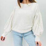 1. State  Balloon Sleeve Crewneck Sweater in Ivory Size M Photo 0