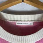 Women’s Cream Pink Smiley Face Pull Over Cropped Sweater Casual Size Medium Photo 1