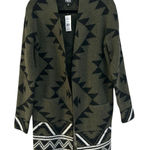 Frye  NWT Boho Indie Green Aztec Geometric Print Open Front‎ Cardigan Sweater S Photo 0