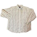 Dockers Vintage Womens Large Red Stars Stripe Long Sleeve Shirt White Boyfriend Photo 1