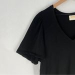 Nation Ltd Mallory Black Cotton V-Neck Flutter Sleeve Shift Dress Size M Photo 2