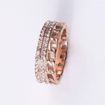 Rose gold ring chain ring cubic zirconia ring rose gold chain ring stacking ring Photo 3