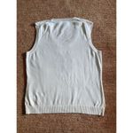 Lady Hagen  White Sweater Vest L Argyle Diamond Knit Sleeveless Pullover Cotton Photo 4