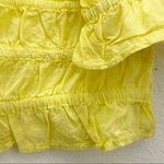 100% Cotton Embroidered Yellow Puff Sleeve Square Neck Crop Blouse Summer Top L Size L Photo 4