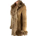 Genuine Shearling Sheepskin Patchwork Penny Lane Coat Sz 38 Brown Size M Photo 2