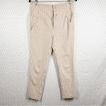 Free People Brown White Striped High Rise Frankie Skinny Jeans Photo 2