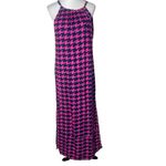 Escapada  Womens Long Maxi‎ Dress Pink Side Split Houndstooth Beach Cruise Size S Photo 6