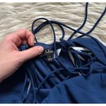 Lulus LULU’S Perfected Sweetness Dark Blue Pleated Tiered Lace Up Mini Dress Photo 4