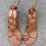 Valentino Garavani Valentino Rockstud Gladiator tan leather lace-up block heel sandal size IT36 US6 Photo 7
