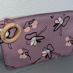 Ipsy April 2020 Abstract Orchid Floral Print Mauve Purple Wood Pull Cosmetic Bag Photo 0