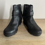 Sorel  Joan of Arctic Wedge II‎ Moto Black Leather Ankle Boots Womens 10 Fall Photo 4