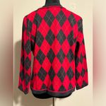 EUC Vintage Stuart Alan Petites Red and Gray Gold Button Cardigan Size 12 Photo 4