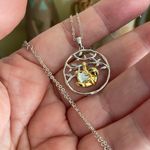 Sloth Tree Of Life Swarovski Crystal Sterling Silver Necklace Photo 2