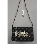 Bebe Gianna Monogram Crossbody Chain Strap Purse NWT Black And Gold Photo 7