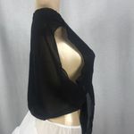 Zuliana black front tie sleeveless top Size XL Made in USA Photo 2