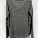 Zyia  Active V Neck Long Sleeve Workout Top Striped Logo Pullover Gray Large Photo 3