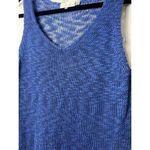 RD Style  Blue Knit Mesh Semi Sheer Sleeveless Tank Top Vest Curve Hem Size Large Photo 5