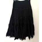 Lulumari Vintage Y2K Black Cotton Lace Insert Tiered Lined Boho Maxi Skirt Sz M Photo 3