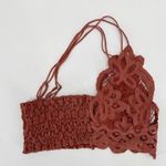 Free People Smocked Adella Lace Racerback Boho Bralette Rust Small Bra Photo 1