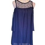 Bailey blue Navy Cold Shoulder Chiffon & Crochet Dress With Lace Sz 9 Long Sleev Photo 0