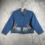 TanTrums Denim Shirt PM Embroider Safari Animals Giraffe Elephant Jungle Vintage Blue Size undefined Photo 1