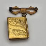 Vintage Gold Tone Locket Brooch Gold Photo 4