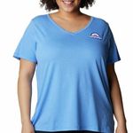 Columbia NWT T-Shirt Plus Size Blue Bird Day Relaxed V-Neck Blue Short Sleeve 2X Photo 0