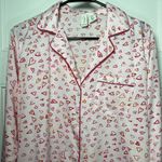 Joie  | Heart Print Button Down Long Sleeve Sleep Shirt Nightgown Sz Small Photo 2