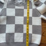 &merci & Merci Cream & Brown Checkered Puff Sleeve Sweater 3/4 Sleeve Size Small Photo 5