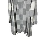LOFT Outlet XL Gray & White Checkered Long Sleeve Open Front Cardigan Photo 2