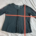 Aventura Women's XL Organic Cotton Navy Embroidered Blouse Long Photo 3