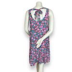Loft Floral Dress Daisy Print Flounce Sleeveless Tie Back Size Medium Scoop Back Photo 2