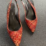 #122 DONALD J PLINER the basket weave sling back pump Red Size 7.5 Photo 3