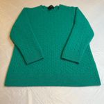 J.Crew Italian Cashmere Cable Knit Crewneck Sweater Green 3/4 Sleeve Size S Photo 1