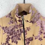 GUIHUA Floral Burnout Velvet Half Zip Mock Neck Sleeveless Top Fairy Feminine Tan Size M Photo 1
