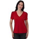 89th & Madison Red Ribbed Top with Gold Rhinestone Grommets NWT Size Large Photo 16