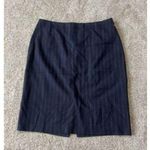 Donna Karan  Womens Knee Length Knit Pencil Skirt Navy Blue Stripes Size 8 Photo 0