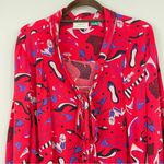 Anthropologie  Maeve Rory Tie-Neck Blouse Heels Print 3/4 Sleeves Button Up‎ 16W Photo 6