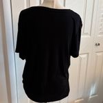 Carmen Marc Valvo  Black Short Sleeve T-Shirt with Sequin Pocket – Casual Sparkle Photo 3