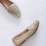 UGG  • Clair Loafer slip on metallic gold leather laser cut perforated moccasin Photo 6