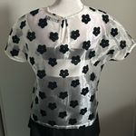 Nasty Gal Women’s Boxy Shimmering Sheer Felt Floral Appliqué Festival Summer Top Photo 5