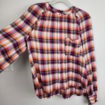 Pilcro Anthropologie Breezy Plaid Top Button Up Shirt Blouse Ruffle Size LP Photo 15