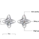 Boutique NEW 925 Sterling Silver Clover Diamond Stud Earrings Photo 10