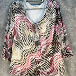 Dress Barn Y2K Blouse 2X Abstract Chiffon Ruffle Collar 3/4 Ruffle Sleeve Photo 0