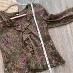 Anna Sui Vintage  100% silk floral print ruffle blouse Photo 2