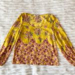 Forever 21 Yellow Pink Floral Open Shoulder Shirt Sz S Photo 42
