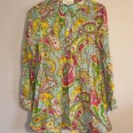 Julie Brown  New York Pink Green Yellow Paisley Tunic Shirt Dress Long Sleeve S Photo 0