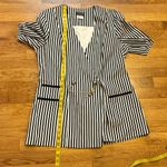 Tina Barrie Vintage Women Black White Striped Short Sleeve Button Blazer Shirt Size L Photo 6