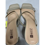 Womans NWOT Idifu Strappy Slide Slipon Sandals 8.5 Gold Open Toe Block Heel Photo 5