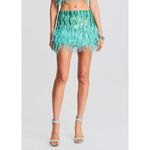 retrofete Tai Feather Sequin Mini Skirt Sea Foam Womens Size Small Green Photo 3